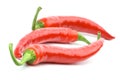 Three red chilly peppers Royalty Free Stock Photo