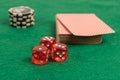 accessories for playing poker. green cloth Royalty Free Stock Photo