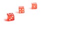 Three red dice in a corner on white background Royalty Free Stock Photo