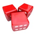 Three Red Dice Rolling Taking Chance Gamble Game Casino 3 Blank Royalty Free Stock Photo