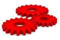 Three red gears on white background Royalty Free Stock Photo