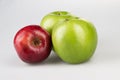 Three red and green apples