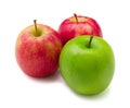 The three red and green apples on white background Royalty Free Stock Photo