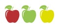 Three Red, Green and Yellow Colour Apples vector drawing