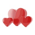 Three Red Heart Balloons Floating Together love Royalty Free Stock Photo