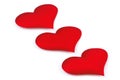 Three red heart isolated on white Royalty Free Stock Photo