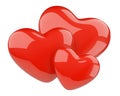 Three red hearts - love romance concept. Royalty Free Stock Photo