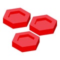 Three red hexagons are floating creating an abstract composition Royalty Free Stock Photo