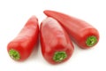 Three red jalapeno peppers `capsicum` Royalty Free Stock Photo
