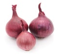 Three red onions. Royalty Free Stock Photo