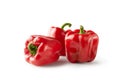 Three red peppers isolated on white background. Clipping Path Royalty Free Stock Photo