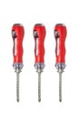 Three red screwdriver Isolated object on white backgroung Royalty Free Stock Photo