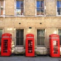 Three Red Telephone Boxes