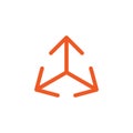 Three red thin arrows point out from the center. Expand Arrows icon. Outward Directions icon.