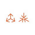 Three red thin arrows point out from the center. Expand Arrows icon. Outward Directions icon