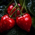 three red tomatoes with water droplets on them Royalty Free Stock Photo