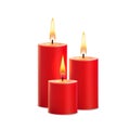 Three red wax candles on a white background, vector Royalty Free Stock Photo