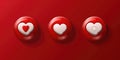 Three red and white hearts on a red background Royalty Free Stock Photo