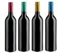 Three red wine bottle