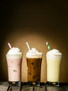 Three refreshing creamy milkshakes