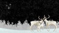 Three Reindeer Christmas Background Scene