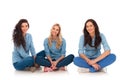 Three relaxed casual women sitting Royalty Free Stock Photo