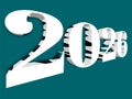 Three Renders of 3D Cracked White '2026' Text on Teal Backgrounds Royalty Free Stock Photo