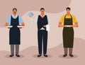 three restaurant workers