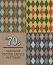 Three Retro 1970s-style Seamless Argyle Patterns