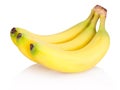 Three of Ripe bananas isolated on white background Royalty Free Stock Photo