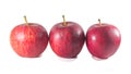 Three ripe fresh red apples standing on white background Royalty Free Stock Photo