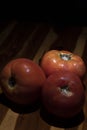 Three ripe and fresh red tomatoes. Royalty Free Stock Photo