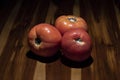 Three ripe and fresh red tomatoes. Royalty Free Stock Photo