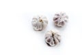 Three ripe garlic heads on white Royalty Free Stock Photo