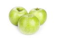 Three ripe green apples isolated on a white background Royalty Free Stock Photo