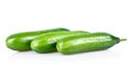 Three Ripe Green Cucumbers Isolated
