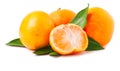 Three ripe mandarins isolated on white background Royalty Free Stock Photo