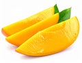 Three Ripe Mango Slices on White Background Royalty Free Stock Photo