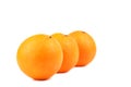 Three ripe oranges isolated on white background. Royalty Free Stock Photo