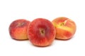 Three ripe peach close-up on a white background Royalty Free Stock Photo