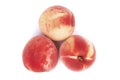 Three ripe peaches on white background Royalty Free Stock Photo