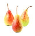 Three ripe pears isolated.