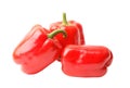 Three ripe red sweet peppers