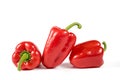 Three ripe red sweet peppers isolated on a white background Royalty Free Stock Photo