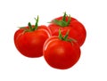 Three ripe red tomatoes on isolated background Royalty Free Stock Photo