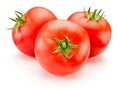 Three ripe red tomatoes isolated on white background Royalty Free Stock Photo