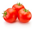 Three ripe red tomatoes isolated on white background Royalty Free Stock Photo