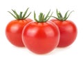 Three ripe red tomatoes isolated on white background. Cherry tomatoes Royalty Free Stock Photo