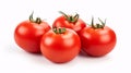 Three ripe tomatoes against a plain white backdrop Royalty Free Stock Photo