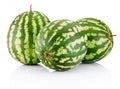 Three ripe watermelons berry isolated on white background